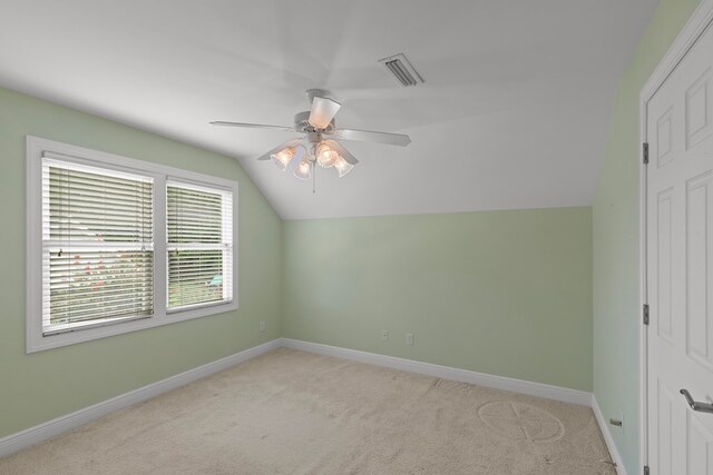 707 Edinburgh Way, Dothan, AL 36305 - bonus room with visible vents, lofted ceiling, baseboards, light colored carpet, and a ceiling fan