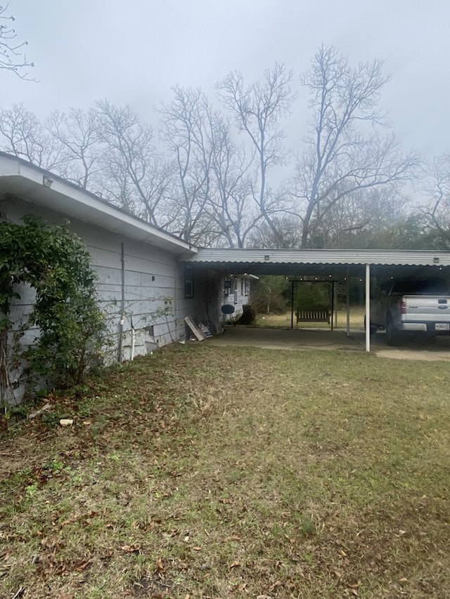 exterior space featuring a carport