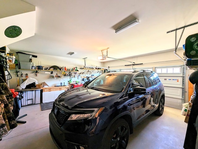 garage with a garage door opener