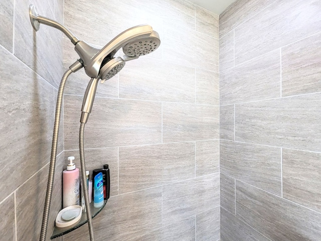 interior details featuring tiled shower