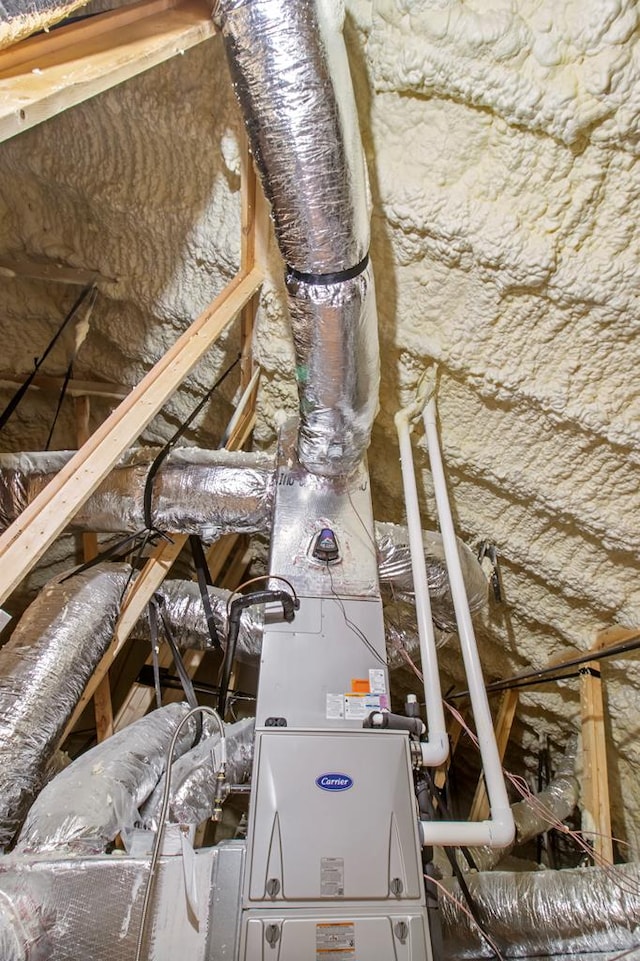 view of unfinished attic