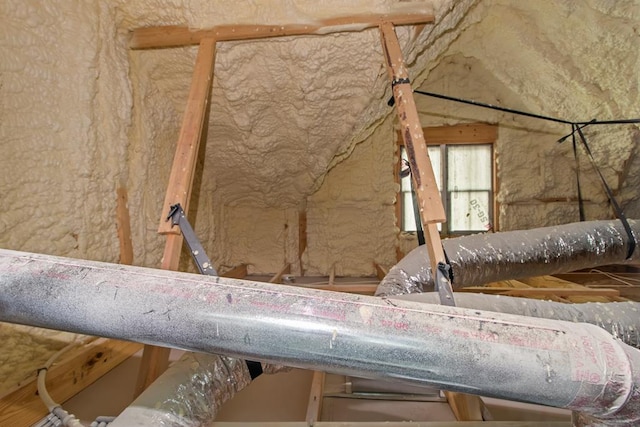 view of unfinished attic