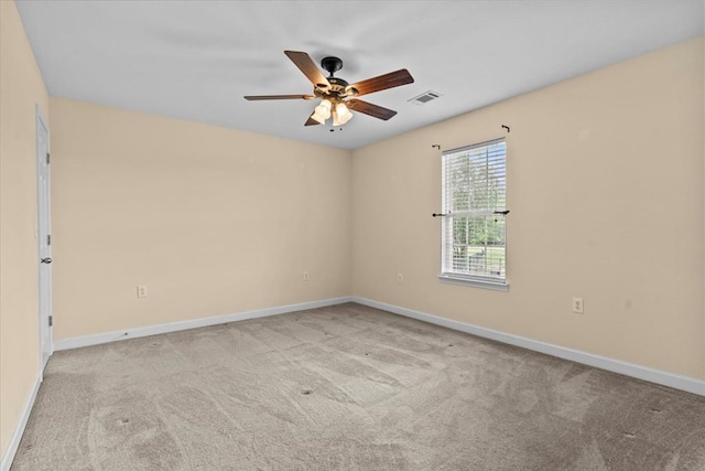 4808 Crystal Springs Rd, Red Level, AL 36474 - carpeted spare room featuring visible vents, a ceiling fan, and baseboards