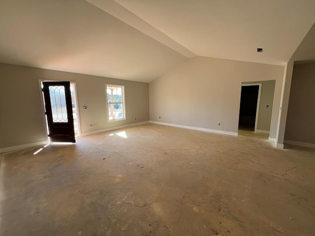 interior space featuring vaulted ceiling