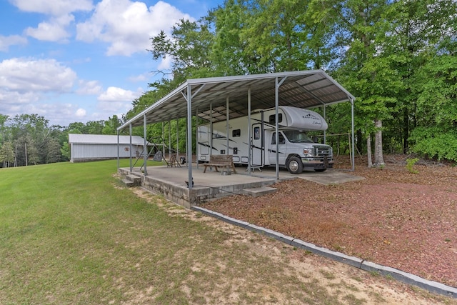 view of parking / parking lot with a carport