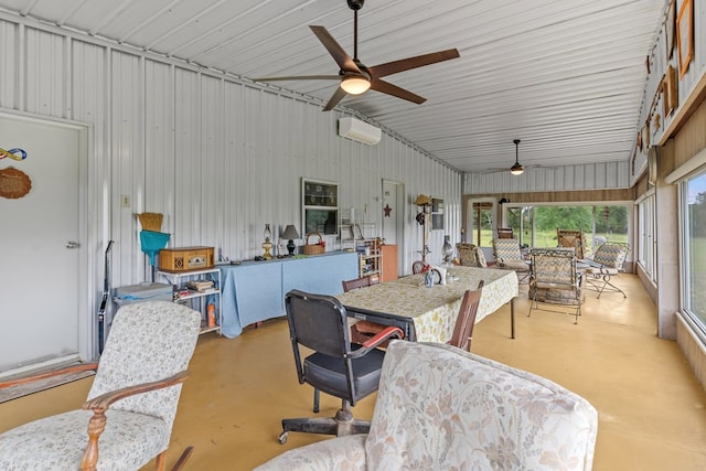 sunroom featuring a wall unit AC