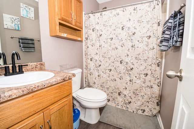 52 Oakwood Dr, Midland City, AL 36350 - bathroom featuring vanity, a shower with curtain, and wood finished floors