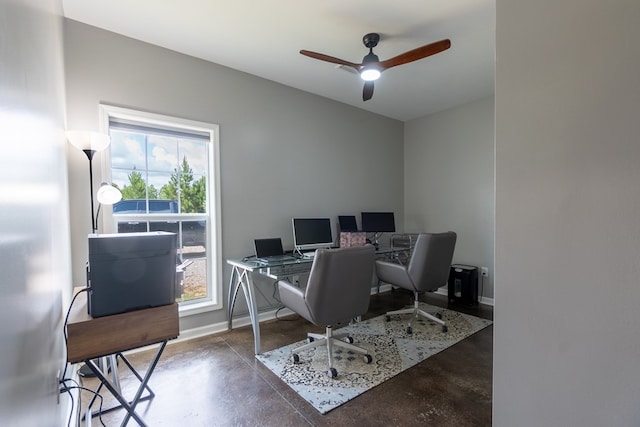 97 Eudon Best Rd, Ashford, AL 36312 - office space featuring concrete flooring, ceiling fan, and baseboards