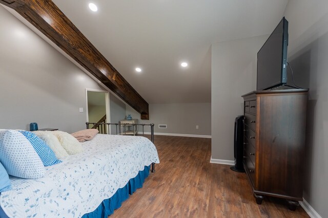 97 Eudon Best Rd, Ashford, AL 36312 - bedroom featuring wood finished floors, baseboards, recessed lighting, and beam ceiling