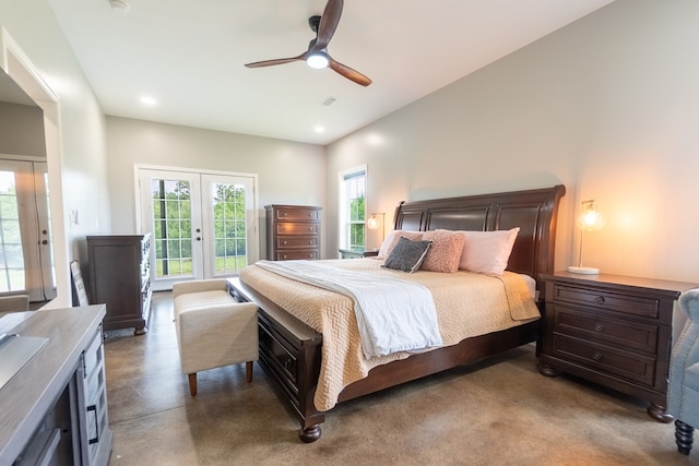 97 Eudon Best Rd, Ashford, AL 36312 - bedroom with access to exterior, french doors, ceiling fan, and recessed lighting