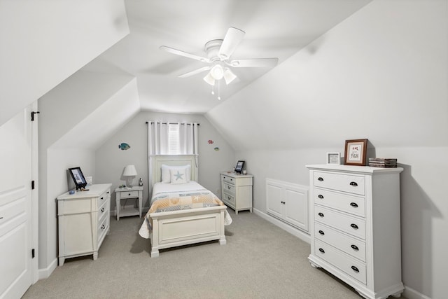 401 Gladstone Way, Dothan, AL 36303 - bedroom with light carpet, vaulted ceiling, and ceiling fan