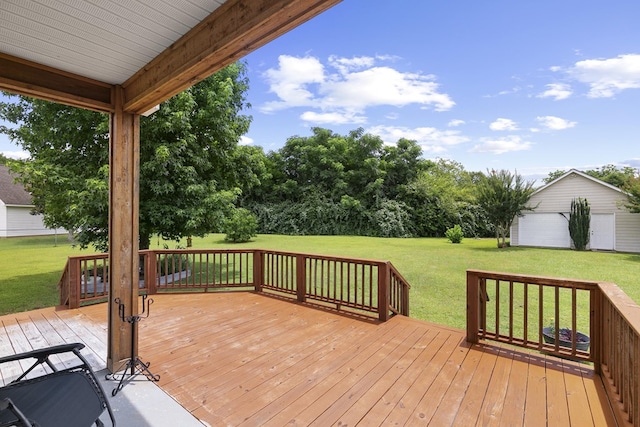 409 Drake Dr, Dothan, AL 36605 - wooden deck featuring a yard and an outbuilding