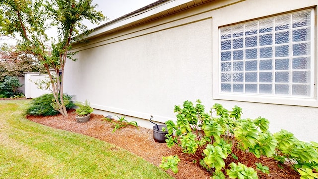 view of home's exterior with a yard