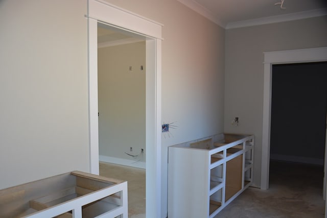 hallway with ornamental molding