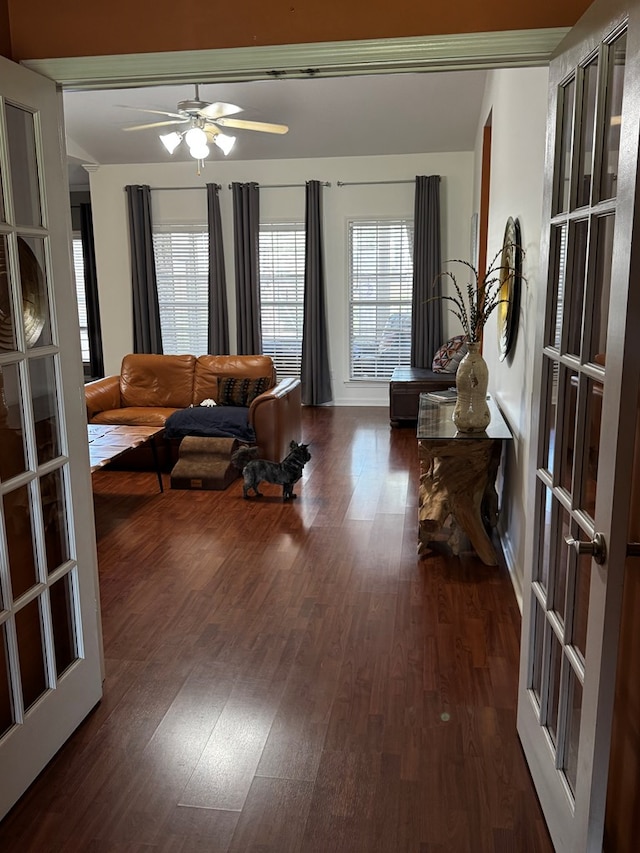 117 Lawrenceburg Ct, Dothan, AL 36305 - living area with wood finished floors and ceiling fan