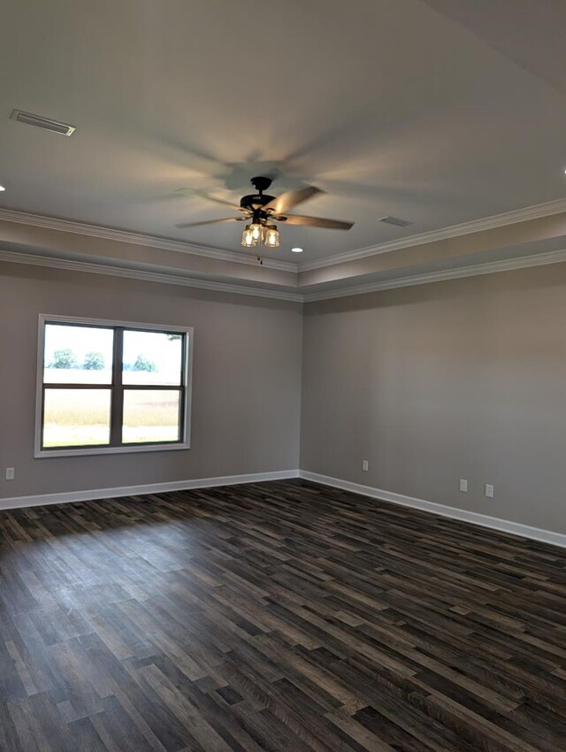 12611 Fortner St, Newton, AL 36352 - spare room with ornamental molding, dark wood-style flooring, baseboards, ceiling fan, and recessed lighting