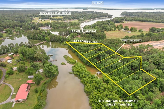8165 County Road 97, Abbeville, AL 36310 - view of property location with a large body of water, property parcel outlined, and a forest