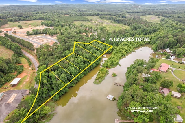 8165 County Road 97, Abbeville, AL 36310 - aerial overview of property's location featuring a nearby body of water, a forest, and property parcel outlined