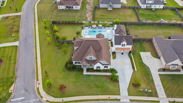 bird's eye view with a residential view