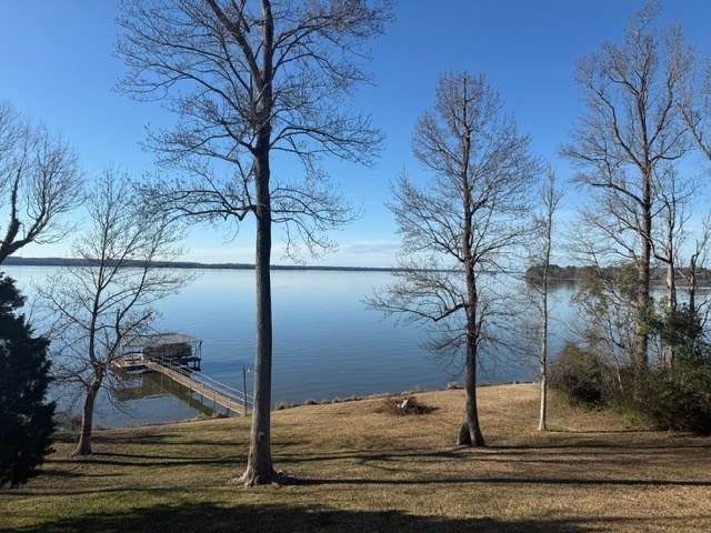 property view of water featuring a dock