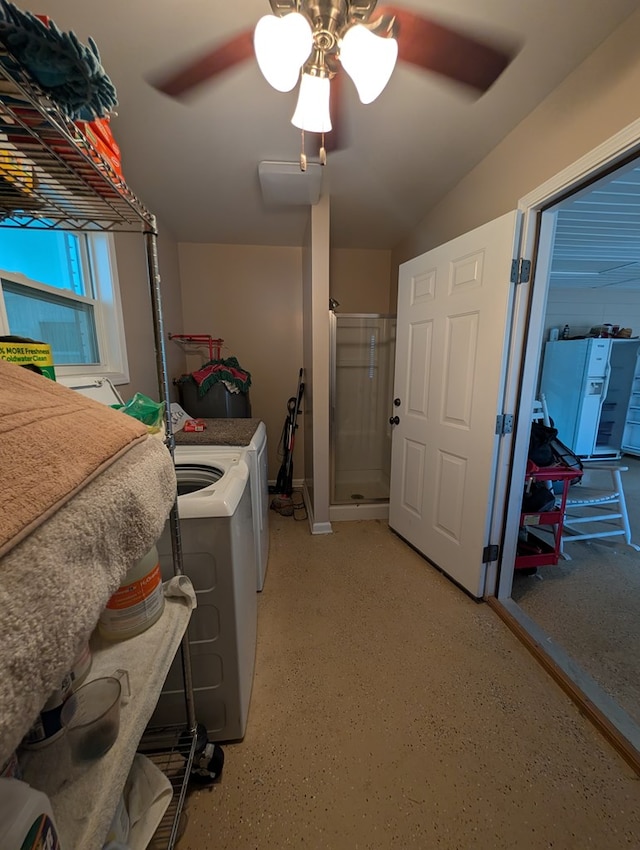 2302 Stonebridge Rd, Dothan, AL 36301 - washroom with washing machine and dryer and ceiling fan