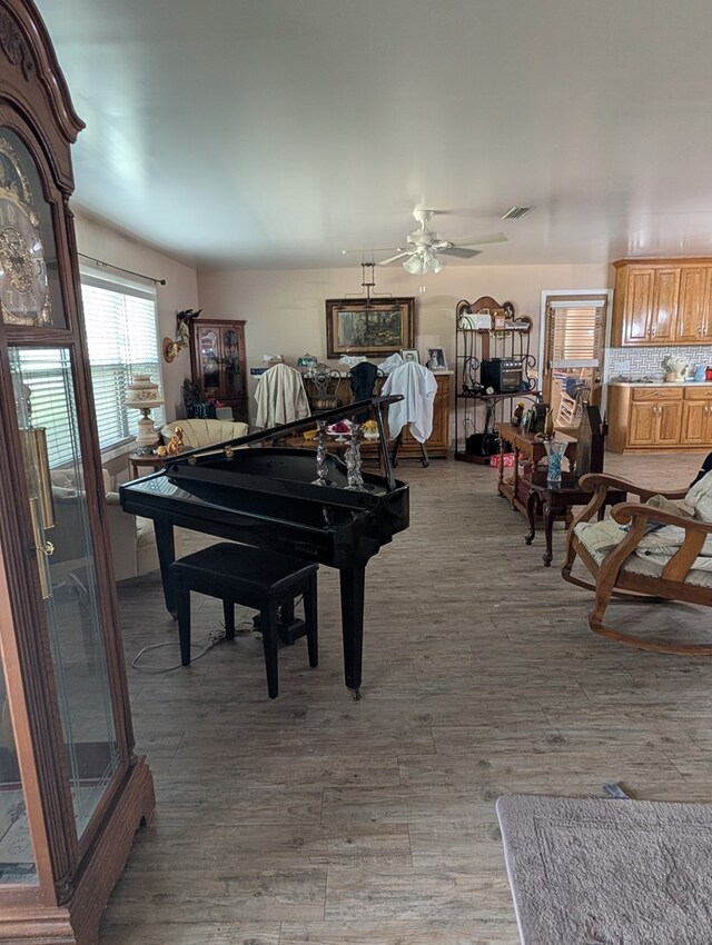 2302 Stonebridge Rd, Dothan, AL 36301 - dining room with wood finished floors and ceiling fan