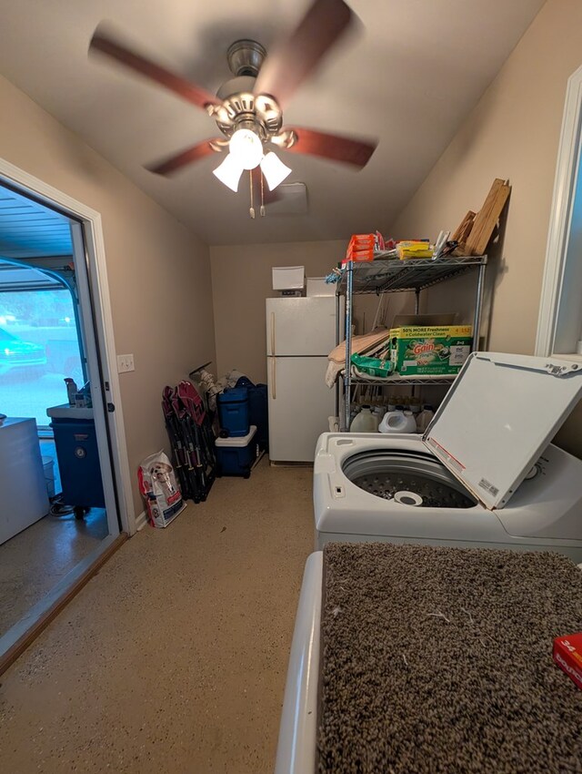 2302 Stonebridge Rd, Dothan, AL 36301 - washroom featuring ceiling fan and washer and clothes dryer