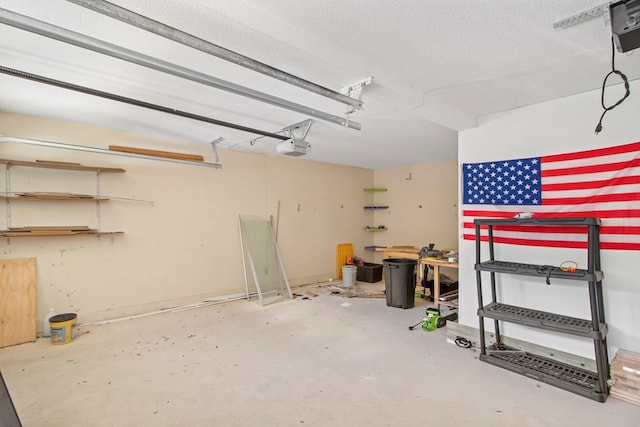 garage with a garage door opener