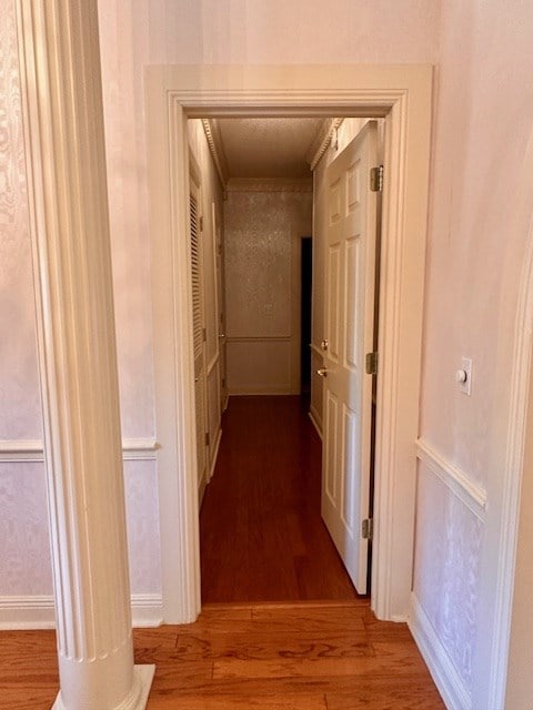 6 Woodmere Dr, Dothan, AL 36305 - hallway with wood finished floors and ornamental molding