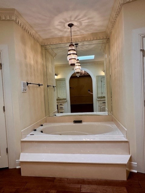 6 Woodmere Dr, Dothan, AL 36305 - bathroom featuring wood finished floors and a garden tub