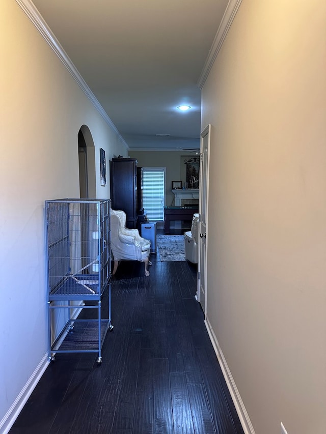 112 Covenant Dr, Dothan, AL 36303 - corridor featuring arched walkways, crown molding, and hardwood / wood-style floors