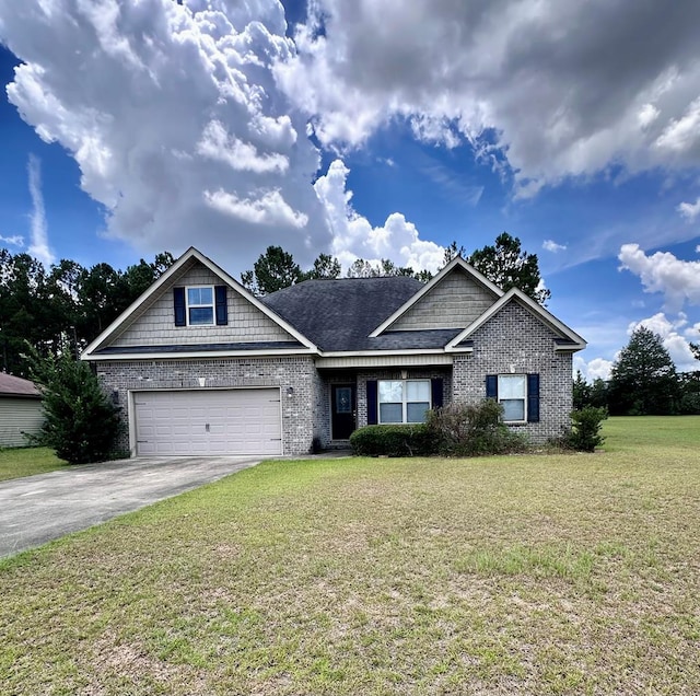112 Covenant Dr, Dothan, AL 36303 - craftsman-style home with brick siding, concrete driveway, a front lawn, and an attached garage
