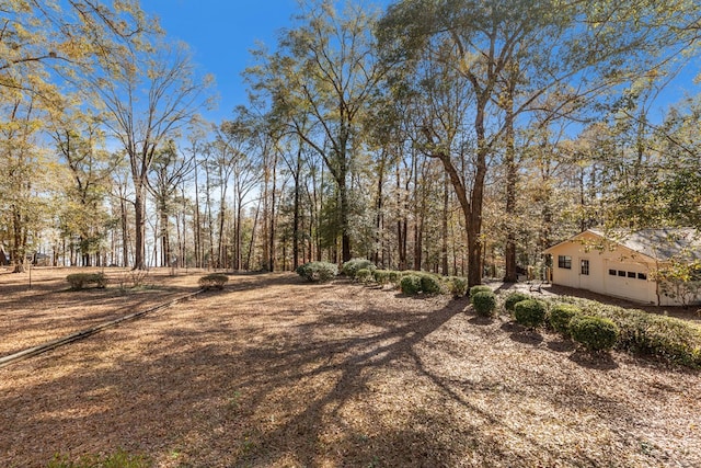 view of yard featuring a garage