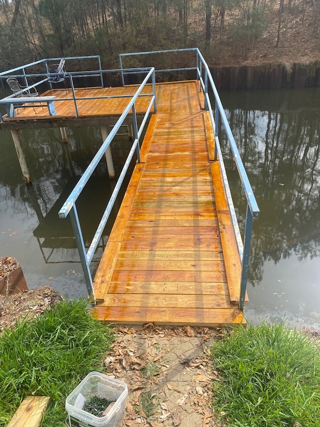 view of dock featuring a water view