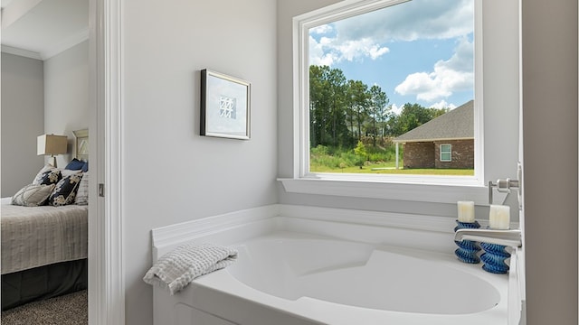 110 Creekridge St, Headland, AL 36345 - ensuite bathroom featuring a bath and ornamental molding