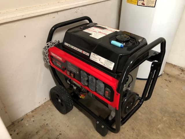 garage with water heater