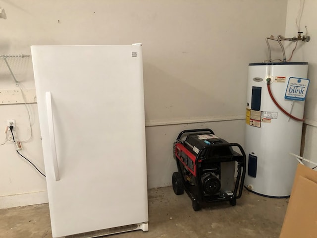 utility room with electric water heater