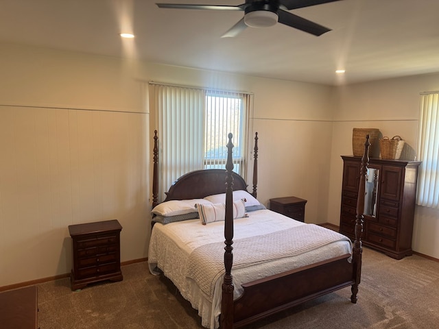 bedroom with carpet and ceiling fan