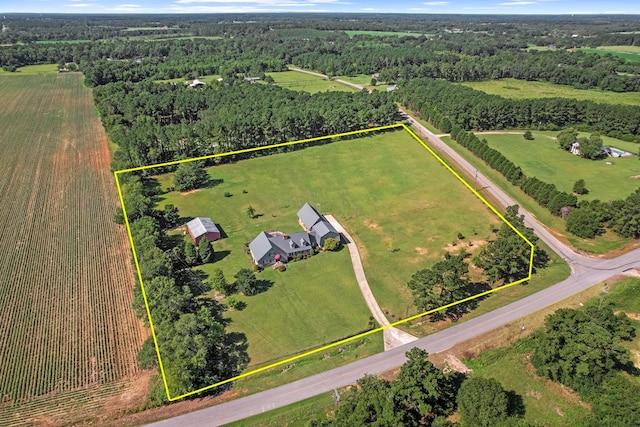 drone / aerial view with a rural view