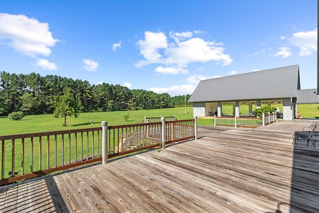 deck featuring a lawn