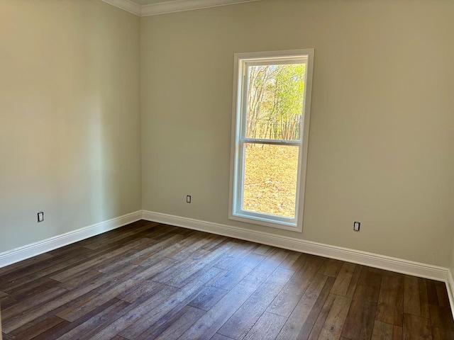 empty room with dark hardwood / wood-style floors