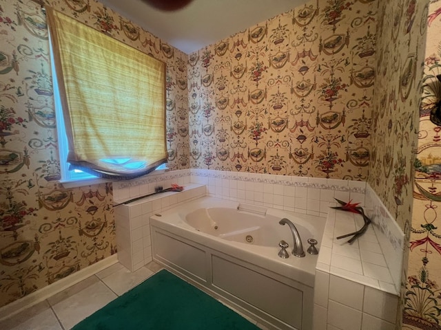 bathroom featuring a bath and tile patterned floors