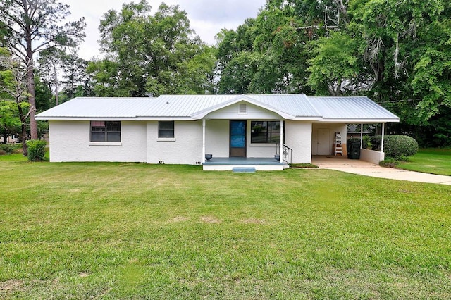 382 Timbers Dr, Dothan, AL 36301 - ranch-style home with a front lawn, concrete driveway, an attached carport, and stucco siding