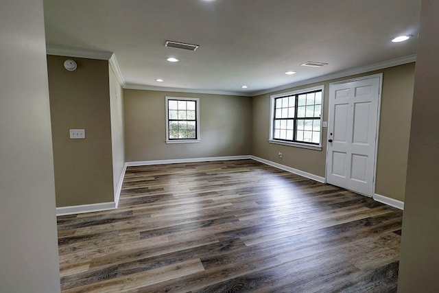 382 Timbers Dr, Dothan, AL 36301 - foyer entrance with crown molding, plenty of natural light, dark wood-style flooring, baseboards, and recessed lighting