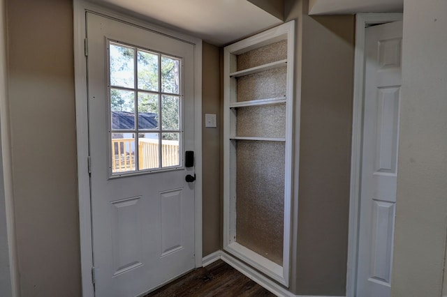 entryway featuring dark wood-type flooring