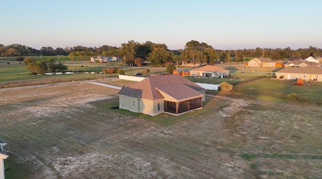 view of aerial view at dusk