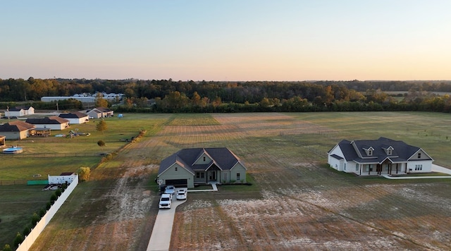 view of aerial view at dusk