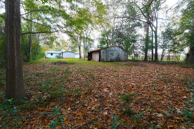 view of yard featuring an outdoor structure