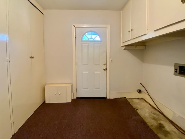103 Peartree Cir, Dothan, AL 36301 - laundry room featuring cabinet space, dark colored carpet, and hookup for a washing machine