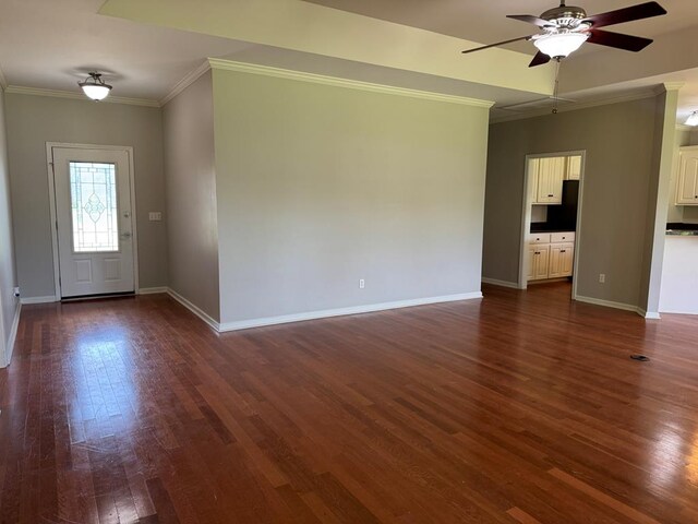 108 Sunshine Ln, Dothan, AL 36303 - entrance foyer featuring baseboards, ceiling fan, dark wood finished floors, and crown molding
